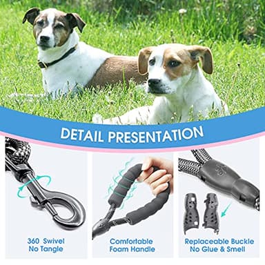 BAAPET 2/4/5/6 FT Dog Leash with Comfortable Padded Handle and Highly Reflective Threads for Small Medium and Large Dogs (5FT-1/2'', Black) - Image 3