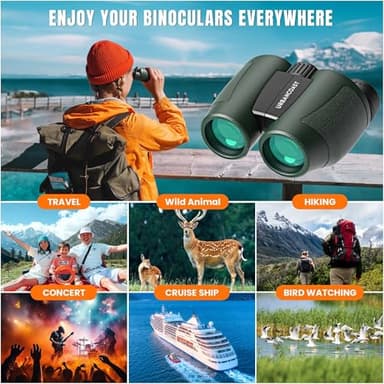 12x32 Compact Binoculars for Adults and Kids - High Powered Lightweight Small Binoculars with Large View - Super Bright Waterproof Binocular for Bird Watching Travel Cruise Ship Hiking Sports Concert - Image 6