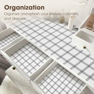 ALIUNI Drawer and Shelf Liner, Non-Slip Kitchen Cabinet Liners Non-Adhesive Thick Strong Grip Waterproof Washable Mats Protect Dresser Shelves Cupboard Bathroom Cabinets, White Stripes, 12 in X 10 FT - Image 7