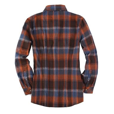 Esabel.C Flannel Shirts for Women Long Sleeve Button Down Plaid Fall Shirt Casual Work Tops,Orange/Blue,L - Image 2