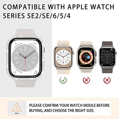 4 Pack Bling Case for Apple Watch SE 3/SE 2/SE/6/5/4 40mmm, Glitter Rhinestone Diamonds Protective Case with Tempered Glass Screen Protector Replacement Cover for iWatch 2025 (3nd Gen) SE 40mm Women - Image 5