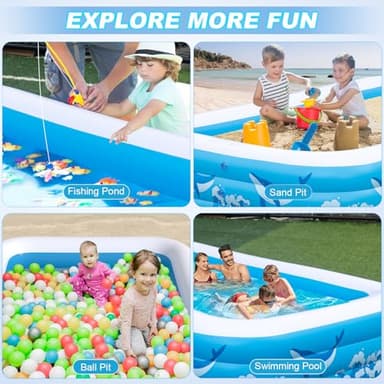 Large Inflatable Pool for Adults, 130" X 72" X 22" Blow-up Pools Swimming Pool, 2025 Upgraded Extra Oversized Thickened Family Pools for Backyard Summer Outdoor - Image 9