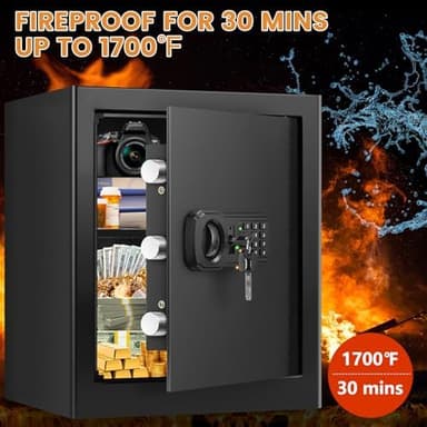 16.53'' Tall Fireproof Safe Box, 2.3 Cuft Home Safety Box with Fireproof Waterproof Bag, Anti-Theft Security Document Safe with Combination Lock & Removable Shelf, Large Safes for Home Cash Medicine - Image 4