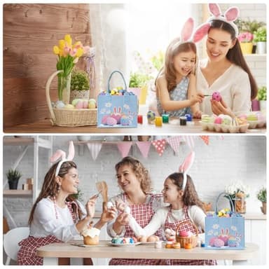 Easter Basket, Blue Easter Baskets for Kids, Cute Personalized Easter Basket with Handle for Easter Party - Image 6