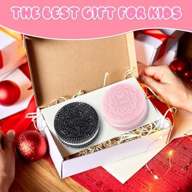 Gytera Sticky Cookie Squishies Fidget Toys Adults, Squeeze Toys Sensory Toys for Kids with Autism, Stress Balls for Adults Fidgets Birthday Gifts Party Favors for Kids(2 Pack Pink Black) - Image 6