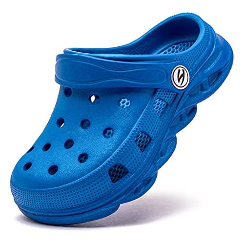 HOBIBEAR Boys and Girls Classic Graphic Kids Garden Clogs Slip on Water Shoes (Blue-Size 5 Big Kid) - Image 1
