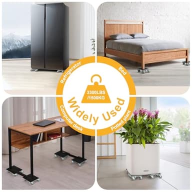 Heavy Duty Furniture Dolly, Furniture Movers, Furniture Dolly with 5 Wheels, Carbon Steel Panel Heavy Duty Dolly, Furniture Lifter with 360° Rotatable Rubber Universal Wheels, Maximum Load 3500 LBS - Image 8