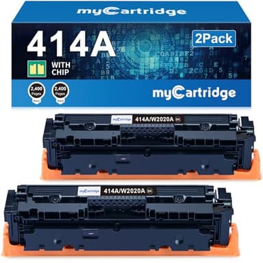 414A Black Toner Cartridge 2 Pack (with Chip) Compatible Replacement for HP 414A 414X for Color Laserjet Pro MFP M479fdw M479fdn M479dw Pro M454dw M454dn M479 M454 Printer Ink W2020A W2020X High Yield - Image 1