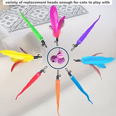 ZPH Cat Toys Interactive for Indoor Cats,2PCS Retractable Cat Wand,9PCS Teaser Toys&1PCS Hanging Door Lure Kitten Toy,Interactive Feather Toy for Teaser Play and Chase Exercise with Kitten - Image 2