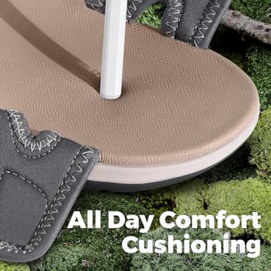 FitVille Women's Orthopedic Wide Sandals Strappy Arch Support Flat Sandals for Plantar Fasciitis & Swollen Feet | Adjustable Ankle Strap (Black, 9 Wide) - Image 6