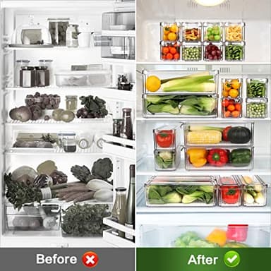 ZIJUND 14 Pack Fridge Organizer, Stackable Refrigerator Organizer Bins with Lids, BPA-Free Fridge Organizers and Storage Containers for Fruit, Vegetable, Food, Drinks, Cereals, Clear - Image 3
