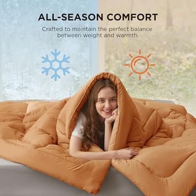 Bedsure Comforter Duvet Insert - Quilted Comforters Queen Size, All Season Duvet, GentleSoft Down Alternative Bedding, with 8 Tabs, Gifts for Women/Men, Burnt Orange, Queen 88 x 88 Inches - Image 5