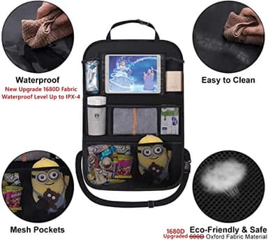 ONE PIX Backseat Car Organizer Mats Back Seat Organizers and Storage Bag with Touch Screen Tablet Holder for Kids Toddlers Car Seats, Travel Accessories, Road Trip Essentials Kids - Image 2