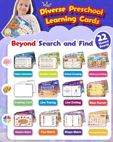 Baobrava Search and Find Game Books - Preschool Learning Activities for Kids Age 3-8, Travel Games for or Road Trip Car Airplane, Educational Seek Activity Birthday Gifts for Boys and Girls - Image 3
