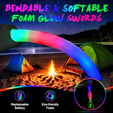 wellent 64 Pack Foam Glow Sticks, Bulk LED Foam Sticks, Foam Light Up Sticks with 3 Mode Colorful Flashing, Glow Party Supplies, Glow Sticks Bulk Party Pack for Wedding, Birthday, Concert, Halloween - Image 3