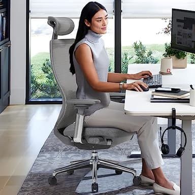 COLAMY Ergonomic Mesh Office Chair, High Back Office Chair, Computer Executive Desk Chair with Lumbar Support,Adjustable Headrest and 4D Arms, Slide Seat, Tilt Lock-Darkgrey New - Image 2