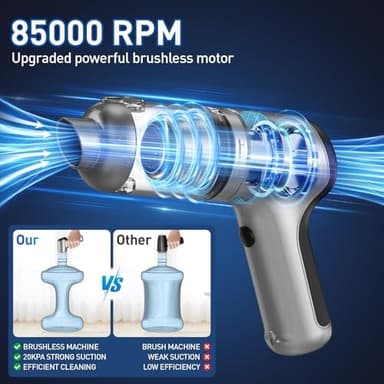 AHNR Handheld Car Vacuum Cleaner Cordless with Brushless Motor, 20000PA High Power Vacuum Cleaner & Air Duster, 3 in 1 Keyboard Portable Mini Hand Held Vacuums Cleaner for Car Home - Image 4