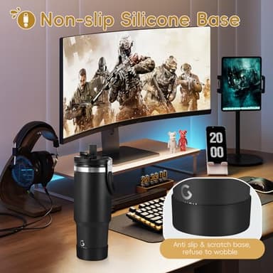 VUSIGN 30 oz Tumbler with Handle and Flip Straw, Stainless Steel Vacuum Insulated Water Bottle Travel Mug Thermal Cup for Home, Office, Car, Outdoors, Sports, Black - Image 6