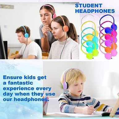 XOSDA 40 Pack Classroom Headphones Bulk for School Students Kids, Multi Colored Children Headsets Earphones for Chromebook, Computer, Laptop and More (PU102,40 Mixed) - Image 7