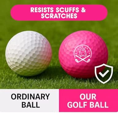 Ghost Pink Funny Golf Balls for Women – Shocked Emoji Face, High-Visibility Pink, Sleeve of 3 Novelty Practice Balls, Cute Golf Gift for Her, Ladies & Girls - Image 3