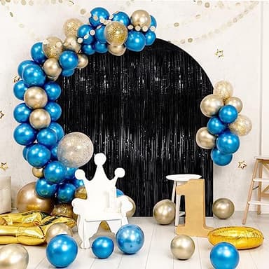 Black Metallic Tinsel Foil Fringe Curtains, 4 Pack 3.3x8.3 Feet Party Streamer Curtains for Birthday Party Decorations, Halloween Decor, Foil Curtain Backdrop for Bachelorette Party - Image 3