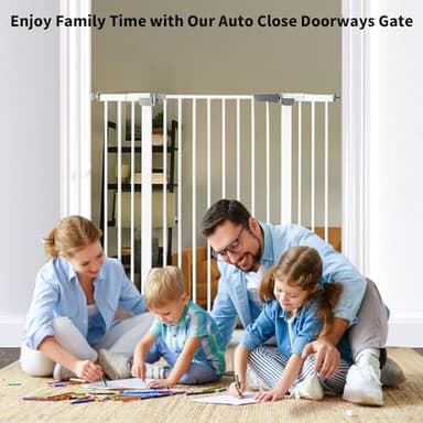 41 Inch Tall Baby Gate Auto Close Dog Gate Adjustable 29.92"-43.71" Wide Pressure Mounted Walk Through Swing Pet Gate for Doorways (White, 29.92"-43.71" Wide) - Image 6
