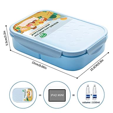 MISS BIG® Bento Box,Bento Box for Kids,Lunch Box Kids,Leakproof Kid Lunch Box,Lunch Containers No BPAs and Chemical Dyes,M/W,D/W & Fridge Safe(1150ml Blue) - Image 5