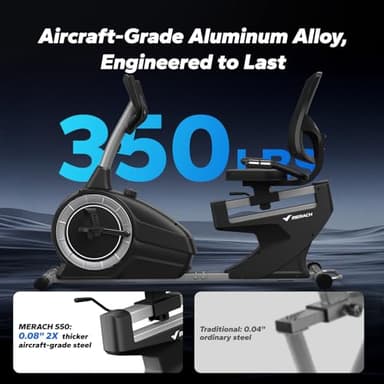 MERACH Recumbent Exercise Bikes for home, Light Commercial Recumbent Exercise Bike for Seniors Adults, Magnetic Recumbent Stationary Bike with Exclusive Apps, LCD, Heart Rate Handle - Image 6