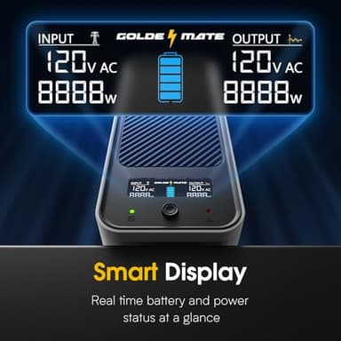 GOLDENMATE 1000VA/800W Lithium UPS Battery Backup and Surge Protector, Sinewave UPS System with LiFePO4 Battery(230.4 Wh), 2025 Upgraded Pro Ver. with Communication Port, 8 Outlets, LCD Display, White - Image 6