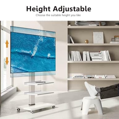 FITUEYES Rolling TV Stand for 32-75 Inch TVs - Height Adjustable Portable TV Stand on Wheels, 20 Degree Left/Right Swivel and 90 Degree Vertical and Horizontal Rotation up to 88lbs - Image 5