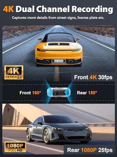 ARIFAYZ Dash Cam Front and Rear 4K+1080P, Free 64GB Card, Built-in WiFi, Dash Camera for Cars, Car Camera, Dual Dashcams for Cars with Night Vision, 24 Hours Parking Monitor, Loop Recording - Image 2