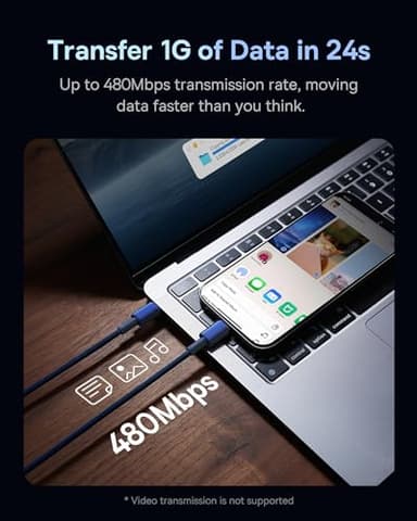 Baseus USB C Cable, 100W PD 5A QC 4.0 Fast Charging USB C to C Cable, Zinc Alloy Nylon Braided USB Type C Charger Cord for iPhone 16 15 Pro/Plus/Pro Max, MacBook, iPad Pro, Galaxy S24 S23+ (6.6ft) - Image 6