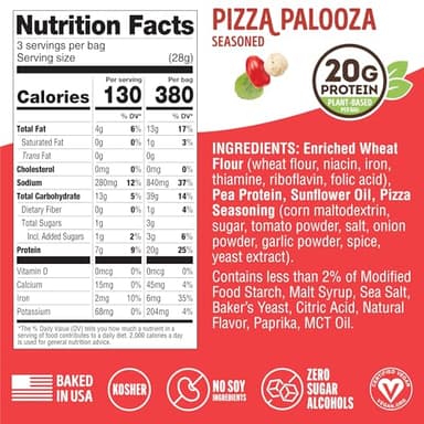 Lenny & Larry's Pizza Palooza FITZELS- Savory Pretzel Snacks Incredibly Tasty High Protein, Salty, Vegan 20 g's of Plant Based Protein 8 (eight) Bags, 3 oz Each - Image 2
