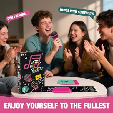 ATG Mic Karaoke Party Game - Hilarious Singing Challenge for Families & Friends with 250 Song Lyrics - Perfect for Game Nights & Birthday Parties 8 Years Old (2-10 Players) - Image 5