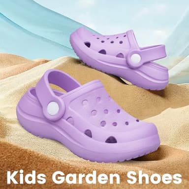 Toddler Clogs Girls Garden Shoes Kids Cartoon Slides Sandals Slippers Unisex Child Beach Water Clogs Indoor Outdoor Purple Toddler Size 9 - Image 2