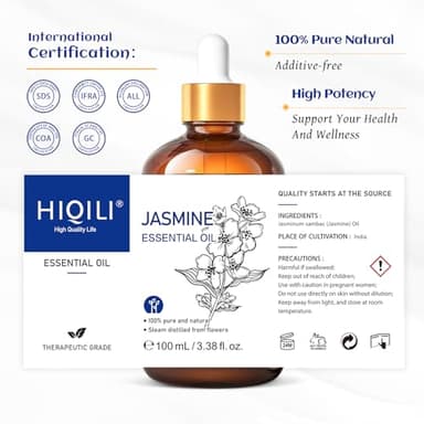 HIQILI Jasmine Essential Oil, Pure & Natural Jasmine Oil for Diffuser, Perfume, Shampoo, Aromatherapy - Image 8