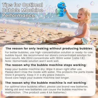 Dinosaur Bubble Machine Toys for Toddlers: Battery-Operated Bubble Maker with Bubble Solution for Kids - Perfect for Outdoor Parties, Yard Fun - Idea Kids Gift for Easter Christmas Birthday - Image 7