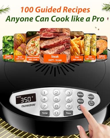 Nuwave Oven Pro Plus Air Fryer, Infra-Red Countertop, 2025 Advanced Convection, No Defrosting or Preheating, Cook Fresh or Frozen, Durable Power Dome, 100 Presets & 50 Memory, PFAS Free, Black - Image 4