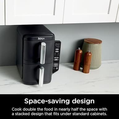 Ninja Air Fryer, 8 QT DoubleStack 2-Basket, Space Saving Design, Cooks 2lb Chicken Wings, Feeds up to 6 People, 6-in1 Air Fryer, Roast, Bake & More, Easy to Clean, Dishwasher Safe Parts, Black, SL201 - Image 3