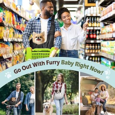 Pawaboo Small Dog Sling Carrier, Reversible Hands Free Dog Sling Carriers for Small Dogs and Cats, Puppy Slings Carrier with Adjustable Strap Buckle & Safety Harness, Puppy Essentials, Black - Image 7