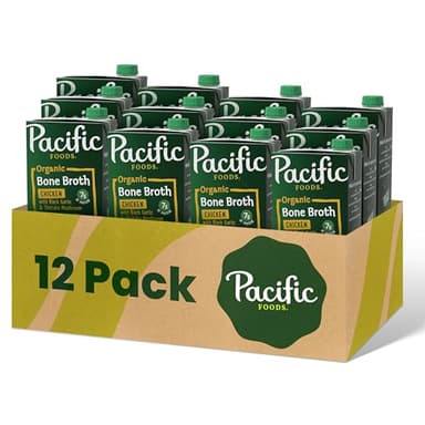 Pacific Foods Organic Chicken Bone Broth With Black Garlic and Shiitake Mushroom, 32 oz Carton (12 Pack) - Image 1
