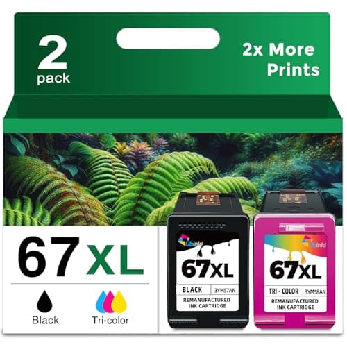 67XL Ink Cartridge Black/Color Combo Pack Replacement for HP Ink 67 67XL HP67 XL HP67XL for 2700 2700e 2752 2752e 2742e 2755e 4100 4100e 4152e 4155e 6000 6055e 6400 6458 6458e 6455e Printer - Image 1
