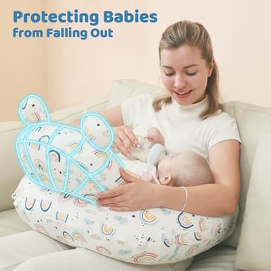 lasoftan Nursing Pillow for Breastfeeding, Breast Feeding Pillow for Mom Support, Adjustable Waist Strap and Removable Cotton Cover, Rainbow - Image 2