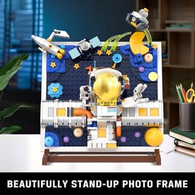 HOGOKIDS Space Building Toys for Kids - 540 PCS Astronaut Building Block Set with Stand, 3D Space Painting Frame for Children's Room Décor, Gift for Boys Girls Age 6 7 8 9 10 Years Old - Image 3