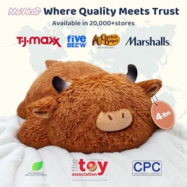 Mewaii 4 Lbs Weighted Stuffed Animals - Heavy Belly & Limbs, 23" Highland Cow Plush for a Realistic Hug, Super Soft Fluffy Plush Toy for Kids and Adults - Image 3