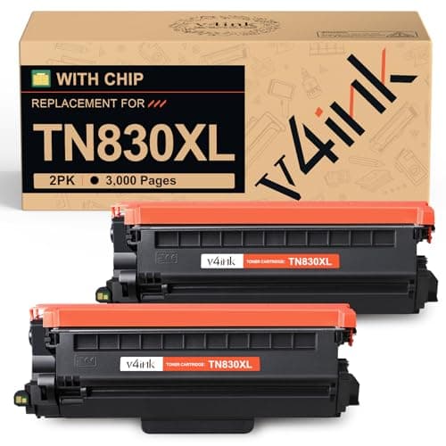 v4ink Compatible TN830XL Toner Cartridge Ink for Brother HL-L2460DW Printer Replacement for TN830XL TN830 TN-830 Toner Set for DCP-L2640DW HL-L2405W HL-L2400D MFC-L2820DW HL-L2480DW Printer (2 Black) - Image 1