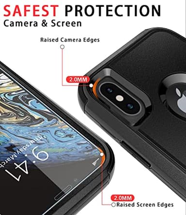 Diverbox for iPhone X Case/iPhone Xs Case [Shockproof] [Dropproof] [Tempered Glass Screen Protector ] Heavy Duty Protection Phone Case Cover for Apple iPhone X/XS (Black) - Image 4