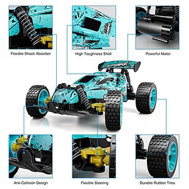 Tecnock RC Cars Remote Control Car for Kids, 1:18 Scale 20 KM/H 2WD Offroad Buggy, 2.4GHz RC Racing Car with USB-C Easy Charging & 50 Mins Playtime, Toys Gifts for Boys & Girls - Image 4
