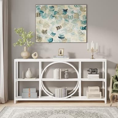 Tribesigns 70.9 inch Sofa Console Table, Modern Extra Long Entryway Tables with 3 Tier Storage Shelves Metal Frame for Foyer Hallway Living Room Behind Couch, Pure White - Image 7