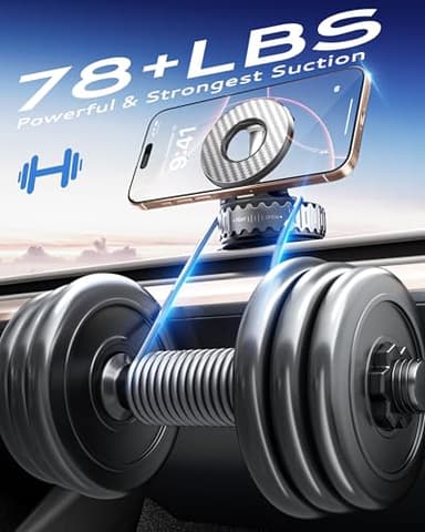 Car Phone Holder for Magsafe [78+LBS Hyper Suction & 4400gf Strongest Magnetic] 360°Adjustable Car Phone Mount Car Accessories Phone Holders for Your Car/ Gym/ Mirror for iPhone 17 Pro Max & Android - Image 4